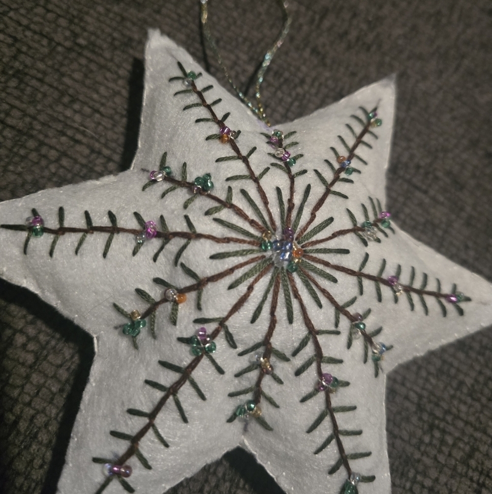 Handmade Embroidered Star Ornament - Picture 2 of 3